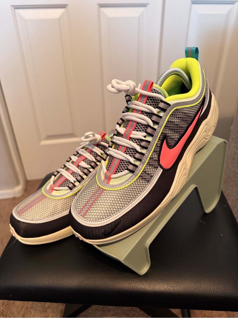 Nike Air Zoom Spiridon Premium in the "Barely Volt / Hot Punch" colorway
